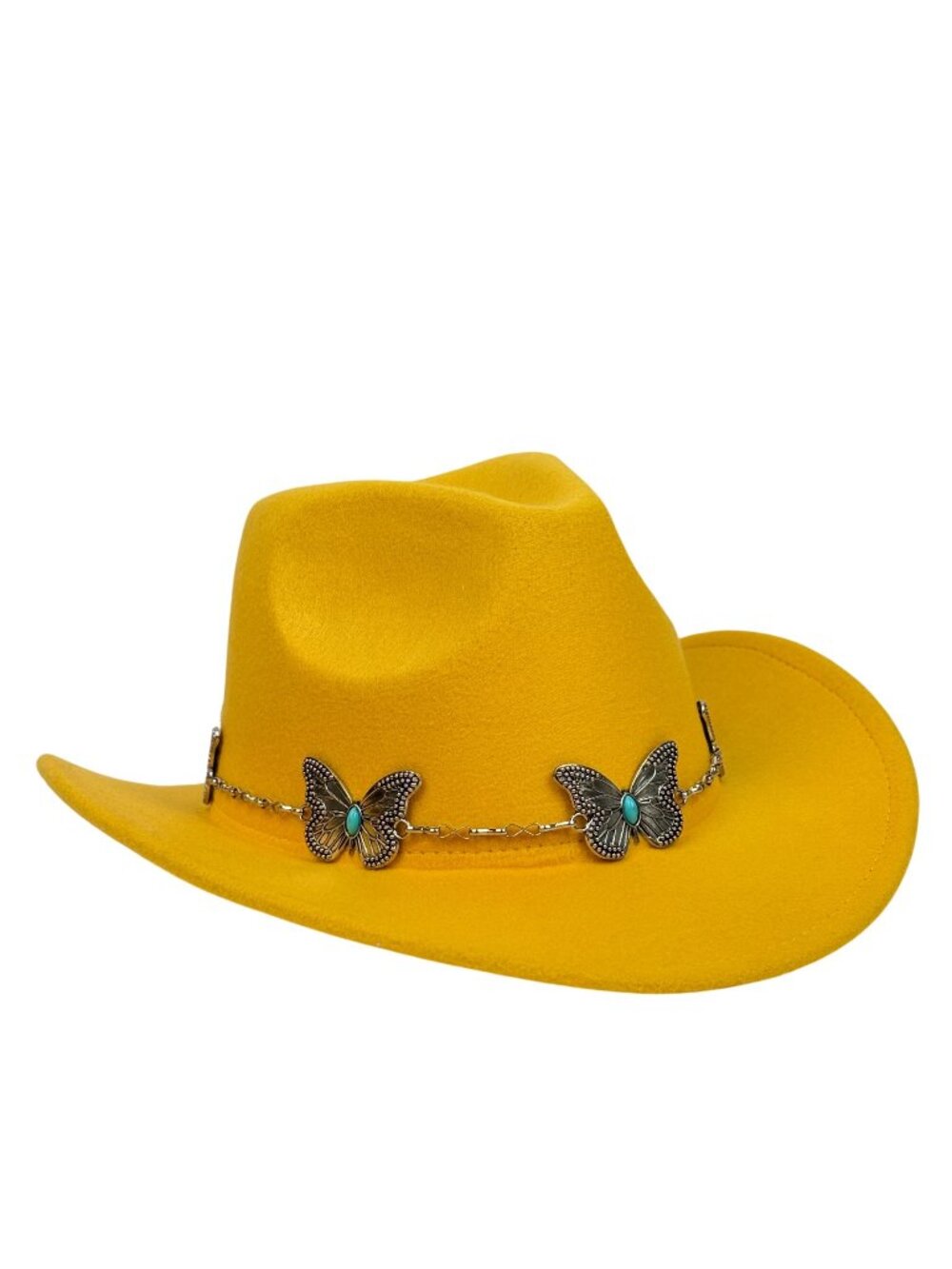 Yellow Western Cowboy Hat Butterfly Hat Band Cowgirl Ranch Rodeo Festival